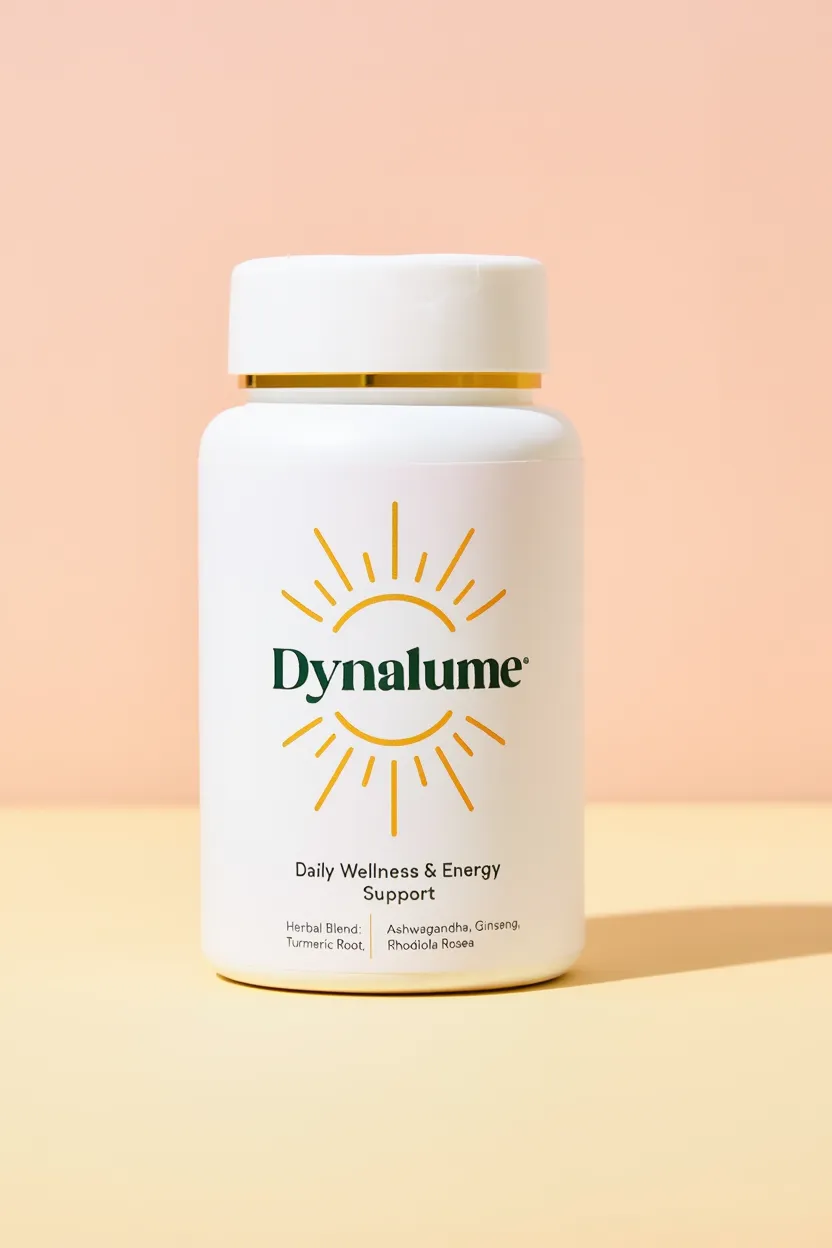 Dynalume natural supplement bottle with herbal ingredients for daily wellness and energy support